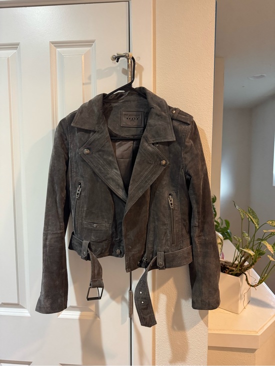Blank NYC Jackets & Blazers - Blank NYC Gray Suede Moto Jacket with Belted Waist
